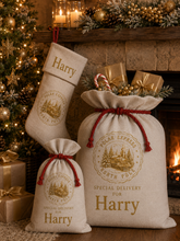 Load image into Gallery viewer, Personalised Polar Express Christmas Stocking & Santa Sack | Custom Name | 4 Print Colours