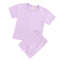Load image into Gallery viewer, Personalised Children’s Lounge Set | Custom Name T-Shirt & Shorts | Kids Summer Outfit 7 Colours
