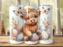 Load image into Gallery viewer, Baby Highland Cow Easter 20oz Tumbler