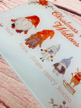 Load image into Gallery viewer, Personalised Gnome Family Glass Chopping Board