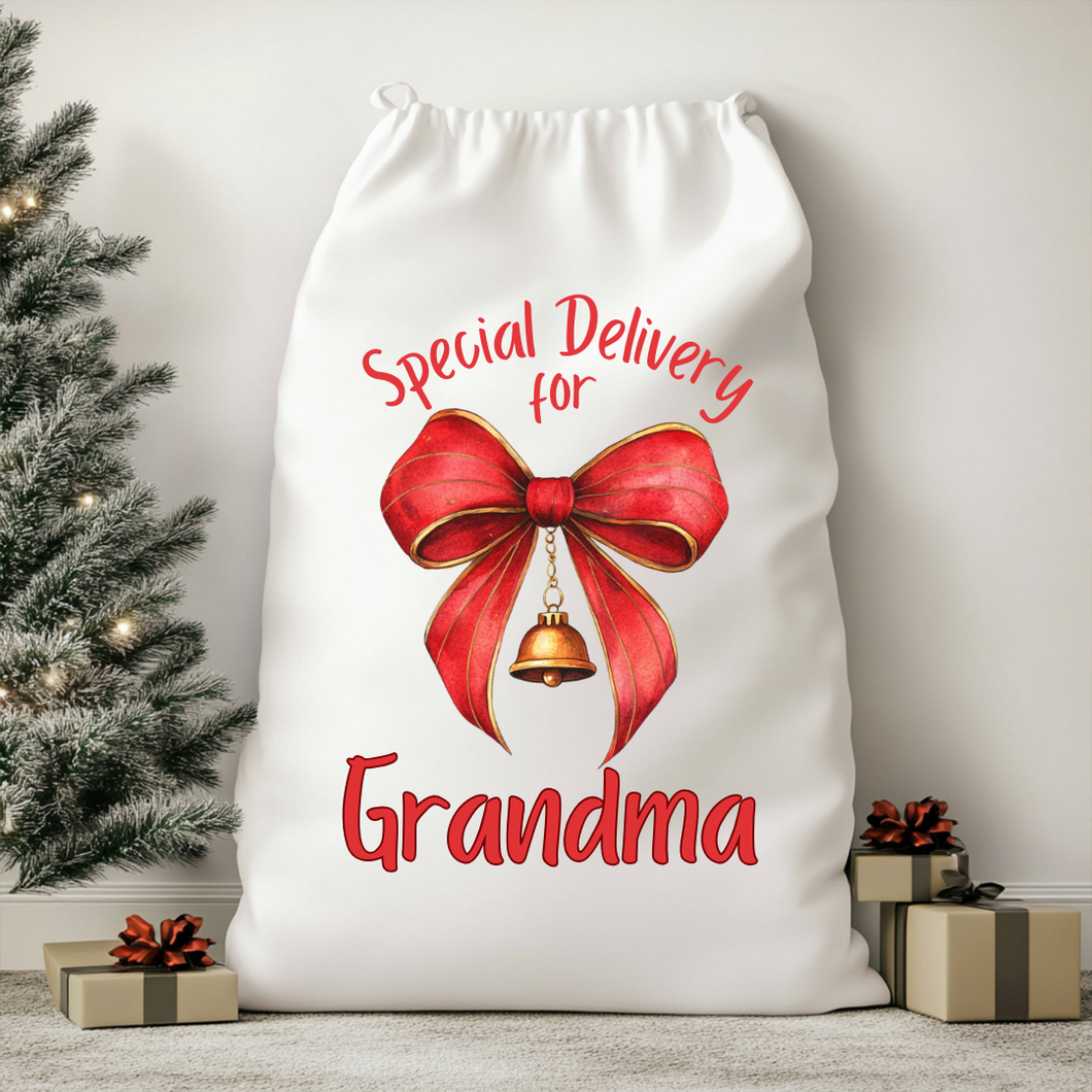 Personalised Bell Bow Christmas Sack