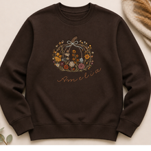 Load image into Gallery viewer, Personalised Autumn Pumpkin &amp; Initial Sweatshirt | Chocolate or Burgundy Jumper
