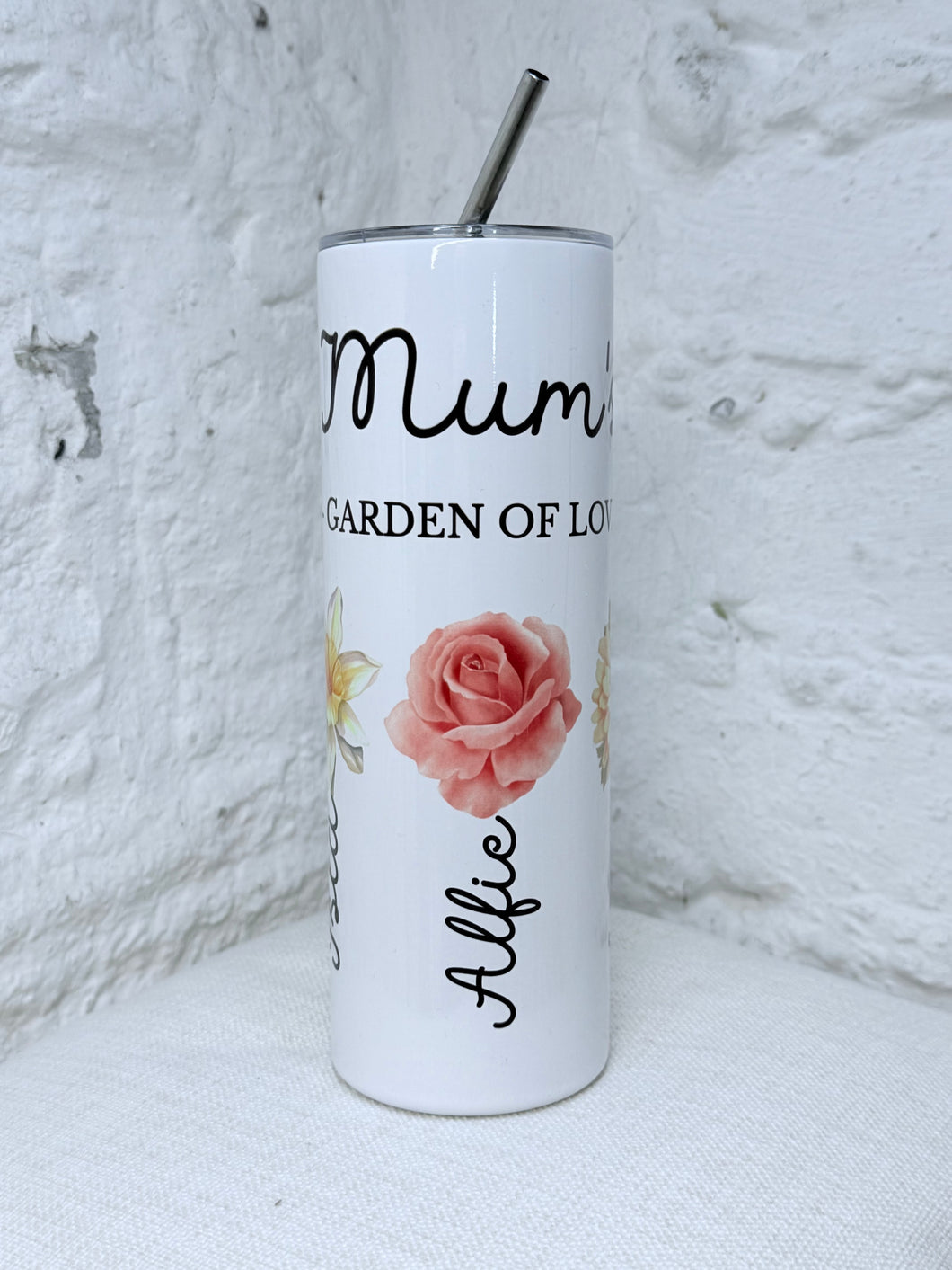 Personalised Birth Flower Garden Of Love Drinks Tumbler