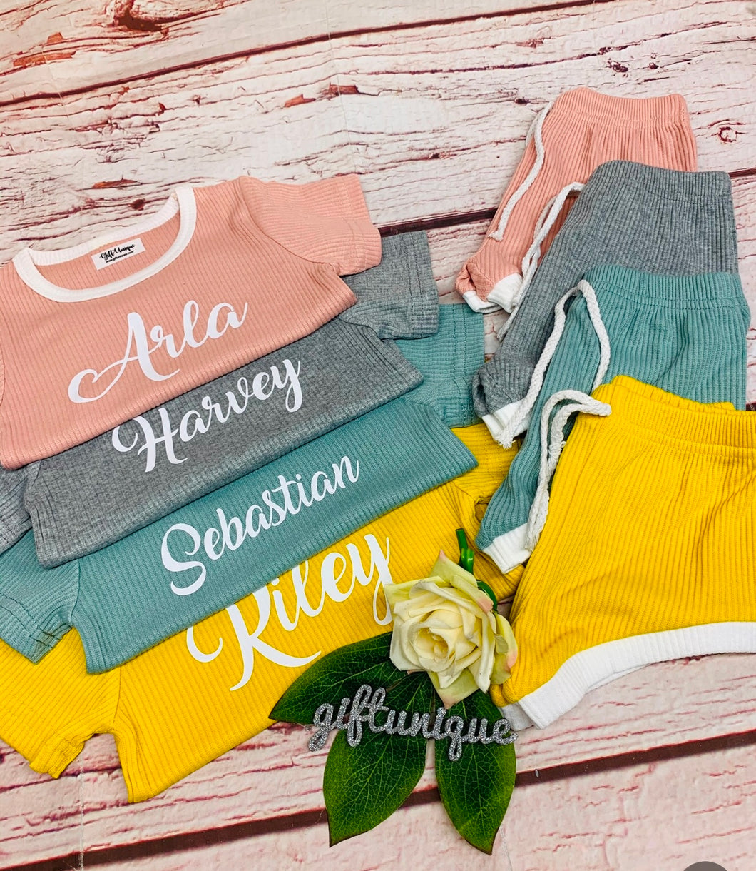 Personalised Ribbed Co Ord Short and T-shirt Set