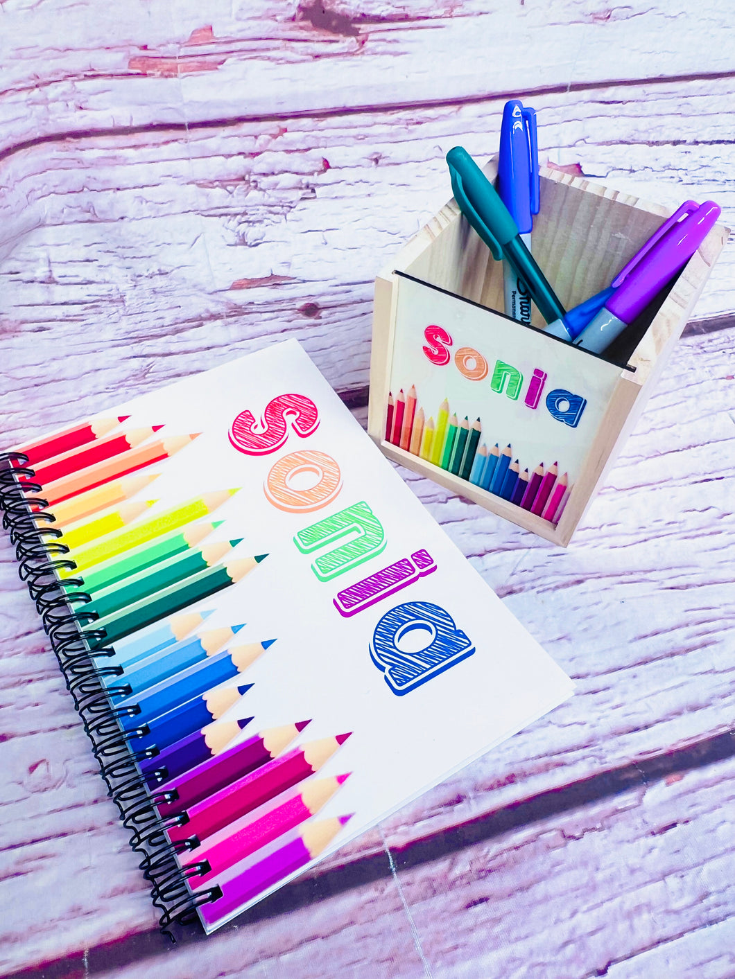 Personalised A5 Notebook and Pencil Holder Gift Set