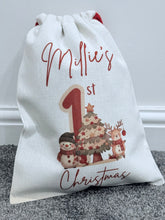 Load image into Gallery viewer, Personalised Linen Christmas Sack - 7 Designs
