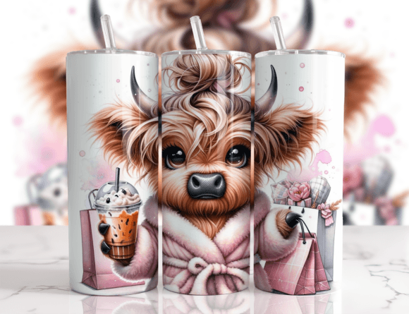 Highland Cow Sassy Robe Coffee 20oz Tumbler - Can Be Personalised