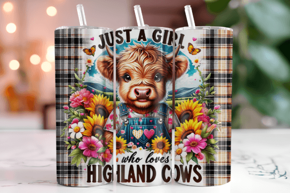 Highland Cow Just A Girl Coffee 20oz Tumbler - Can Be Personalised