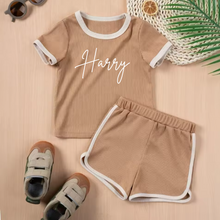 Load image into Gallery viewer, Personalised Ribbed Co Ord Short and T-shirt Set
