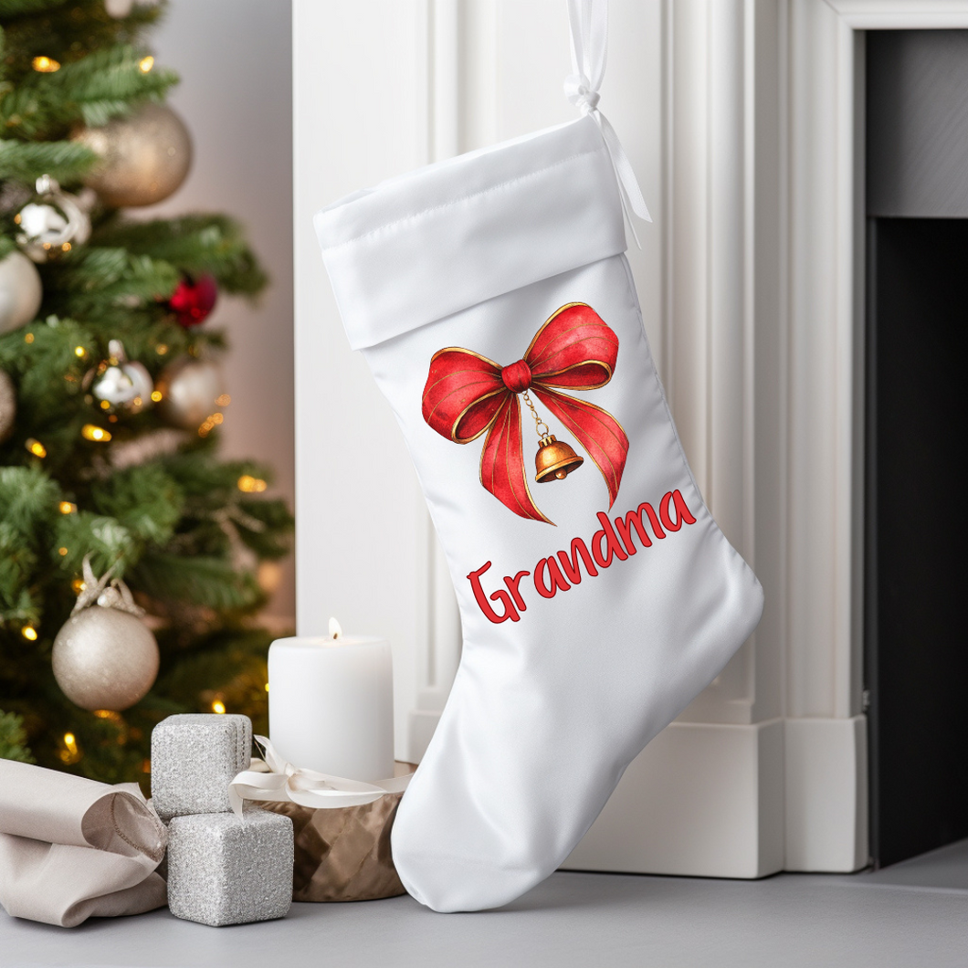 Personalised Bell Bow Christmas Stocking