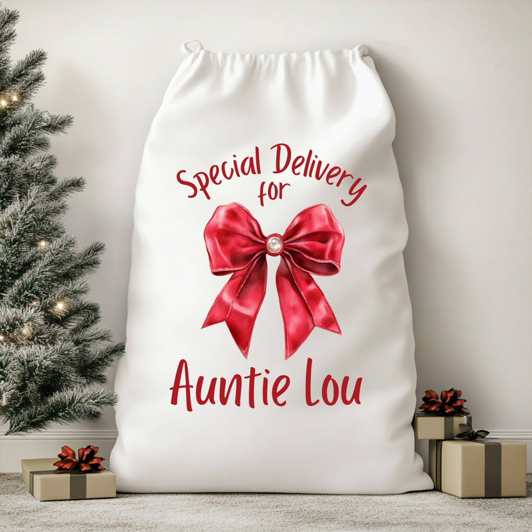 Personalised Gem Bow Christmas Sack