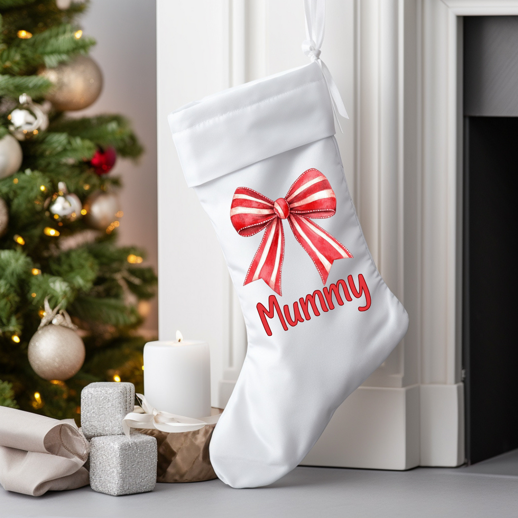 Personalised Stripe Bow Christmas Stocking