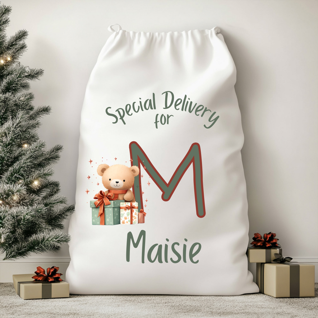 Personalised Teddy Bear Christmas Sack