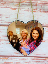 Load image into Gallery viewer, Personalised Hanging Heart Slate (NO WORDING)
