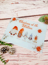 Load image into Gallery viewer, Personalised Gnome Family Glass Chopping Board
