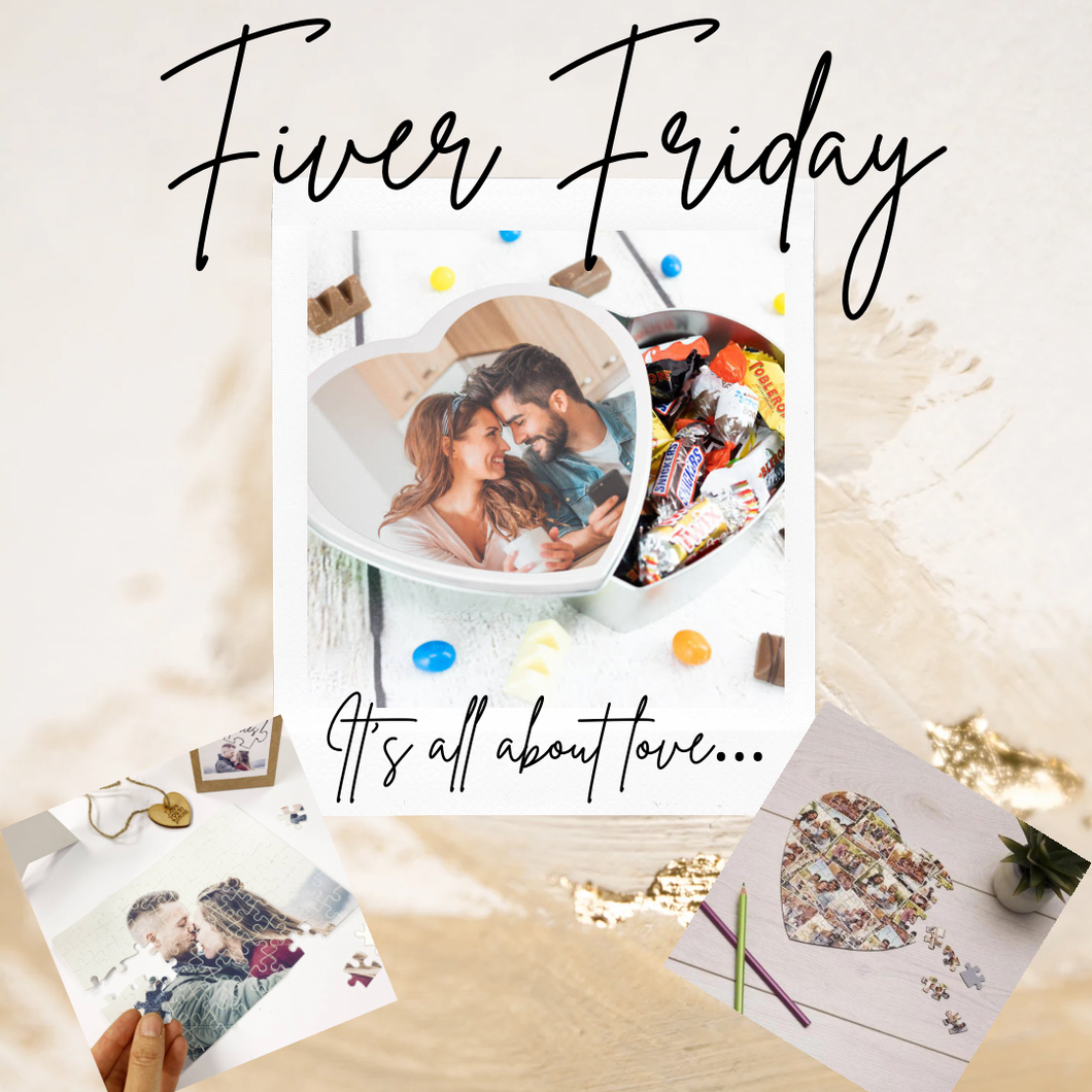 Fiver Friday Personalised Heart Image Tin & Jigsaw