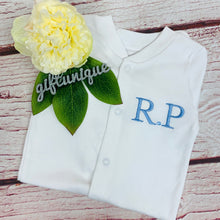 Load image into Gallery viewer, Embroidered Initial Classic White Sleepsuit
